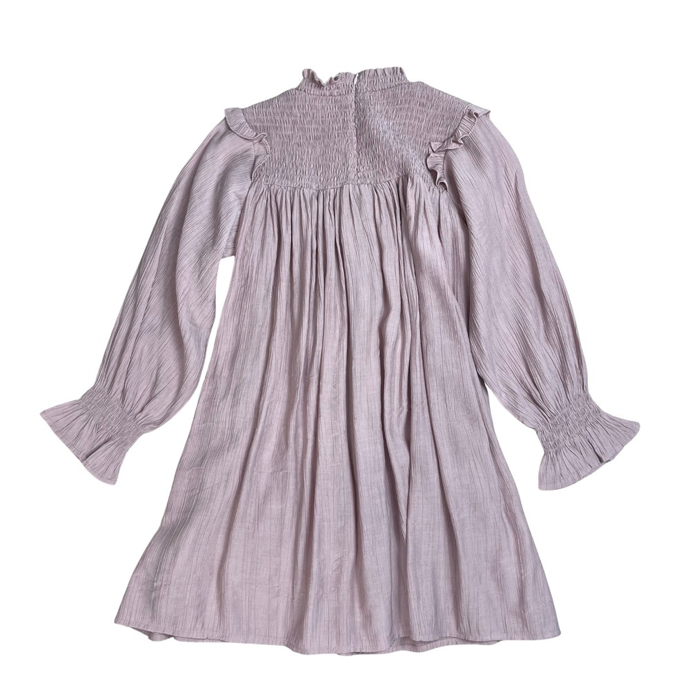 Girls Smocked Neckline Ruffle Dress Long Sleeve Mauve Sz 8 Cottagecore Whimsical - Picture 2 of 9